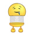 Vector illustration of spiral emoticon with body and legs. Cartoon spiral emoji eager to drool.