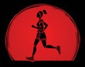 A Woman Start Running Action Marathon Runner Cartoon Sport Graphic