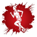 A Woman Start Running Action Marathon Runner Cartoon Sport Graphic