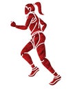 A Woman Start Running Action Marathon Runner Cartoon Sport Graphic