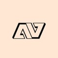 Arrow AV monogram. Geometric uppercase bold letter a, letter v logo.