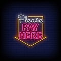 Neon Sign pay here with brick wall background vector Royalty Free Stock Photo