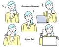 Businesswoman and Businesswoman Illustration Icons Set - Blue-haired woman