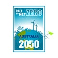 Race to Net Zero 2050 Australia Greenhouse Gas Emission Target Carbon Climate Neutral Campaign Poster