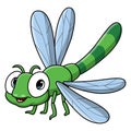 Cute dragonfly cartoon on white background