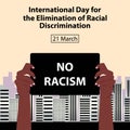 illustration vector graphic of a pair of hands held up a piece of paper that said no racism Royalty Free Stock Photo