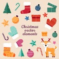 Christmas theme vector elements cute illustrations