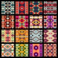 Geometric rug pattern set - visualization of ethnic tribal ornament Royalty Free Stock Photo