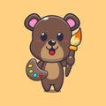 bear painter cartoon vector illustration. Royalty Free Stock Photo
