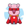 Cute super pig cartoon vector illustration. Royalty Free Stock Photo