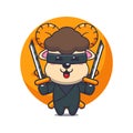 Cute ninja ram sheep cartoon vector illustration.