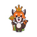 king red panda cartoon vector illustration.