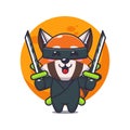 ninja red panda cartoon vector illustration. Royalty Free Stock Photo