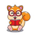 Cute squirrel reading a book cartoon vector illustration. Royalty Free Stock Photo