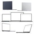 Set Of Laptop Mockup, Front, Side, Back, View Royalty Free Stock Photo