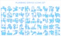 Plumbing service blue color icons pack