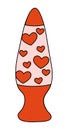 Vintage lava lamp. Retro concept. Heart shaped red liquid. Kawaii Element Valentine day. Y2k. Nostalgia 1980s. Groovy vibe Royalty Free Stock Photo