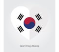 Heartfelt Patriotism: Perfect Heart-shaped Korea Flag Vector