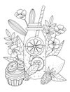 Hand drawn dessert coloring page, Desser vector