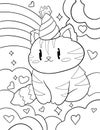 Cute kitten coloring page, Kawaii cat coloring page Royalty Free Stock Photo