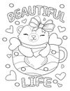 Cute kitten coloring page, Kawaii cat coloring page Royalty Free Stock Photo