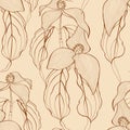 Dogwood seamless pattern. Hand drawn vector pattern with dogwood blossom motif. Royalty Free Stock Photo