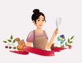 Confectioner girl sweets dessert concept baker woman isolated illustration