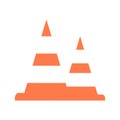 Traffic cone icon. Flat style. Orange on white background. Road signs for road traffic. Road and traffic design elements, Royalty Free Stock Photo