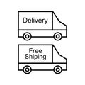 Delivery truck line icon, concept sign, outline vector illustration, linear symbol. Car for trading and sending packages, Royalty Free Stock Photo