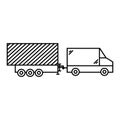 truck cargo vehicle black and white isolated icon vector illustration design. campervan icon, motorhome for traveling by truck.