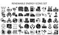 Renewable energy glyph icons pack Royalty Free Stock Photo