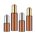 Amber Cosmetic Bottle With Various Sizes And Colors Of Dropper Closures