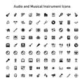 Audio and Musical Instrument Icons Design Template Royalty Free Stock Photo