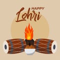 vector punjabi festival happy lohri holiday card background Royalty Free Stock Photo