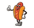 Hot dog with thumbs up cartoon mascot vector illustration character clipart Royalty Free Stock Photo