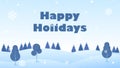 Happy holidays. Winter landscape illustration, vector background, card and template with the winter snow theme Royalty Free Stock Photo