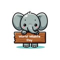 World Wildlife Day cute elephant vector design Royalty Free Stock Photo