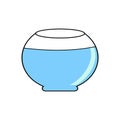 Illustration of a fishbowl with a fish inside on a white background. Illustration of room decoration, fishbowl.