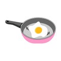 Fried egg in frying pan. Vector illustration isolated on white background. food icon design elements. Royalty Free Stock Photo