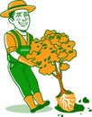 Male Gardener Work Character Icon Illustration