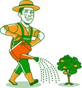 Male Gardener Work Character Icon Illustration