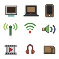 Complete gadget and multimedia icons. isolated white background. vector illustration Royalty Free Stock Photo