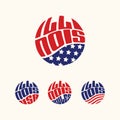 Illinois USA patriotic sticker or button set