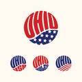 Ohio USA patriotic sticker or button set Royalty Free Stock Photo