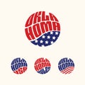 Oklahoma USA patriotic sticker or button set Royalty Free Stock Photo