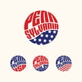 Pennsylvania USA patriotic sticker or button set Royalty Free Stock Photo