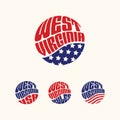 West Virginia USA patriotic sticker or button set Royalty Free Stock Photo
