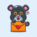 Cute panther cartoon character with love message.