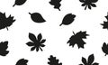 Autumn Leaves Silhouettes, Seamless Pattern Isolated On White Background Royalty Free Stock Photo