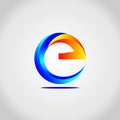 Creative letter E logo design with red and blue colors